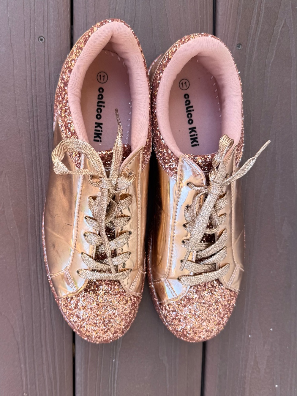 Woman’s Glitter Rose Gold Sneakers